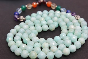 Amazonite ลูกปัดกลมสีรุ้ง7เม็ด,สร้อยคอลูกปัดมาลา108เม็ดหินคริสตัลบำบัดจากธรรมชาติ - Product Image 2