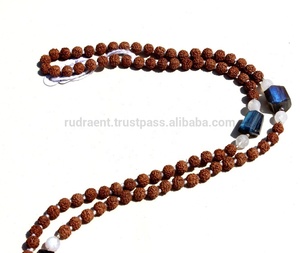 Collier Mala en perles de prière de haute qualité en soie à franges, 108 perles nouées à la main, pierre de lune arc-en-ciel, cristal de guérison bouddhiste, unisexe - Product Image 5