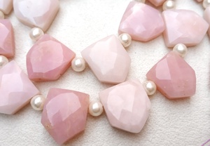Cuentas de Briolette con forma de pentagrama, 1 hebra facetada, piedra preciosa Natural de ópalo rosa, llamativa, venta al por mayor - Product Image 3