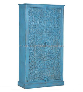 Rustikale antike Stil Massivholz Schlafzimmer möbel zwei geschnitzte Türen Kleider schrank - Product Image 1
