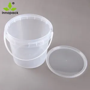 Cubo de plástico transparente para comida, pequeño, 500ml, conserva con asa y tapa
