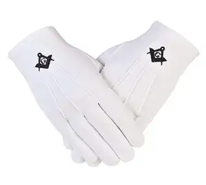 Masonic White Gloves RED Embroidered RA RAM Royal Arch Mason gloves masonic