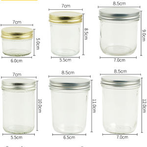 Pot en verre opaque pour miel 1 pièce, transparent, avec couvercle en métal - Product Image 3