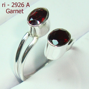 Bague grenat rouge en argent sterling pur 925 léger réglable deux anneaux de pierre éternité vermeil anneaux de guérison à un prix abordable - Product Image 1