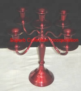 Five-Arm Red Easter <b>Candelabra</b> Elegant Wedding Decor Aluminium and Metal Craft - Product Image 2