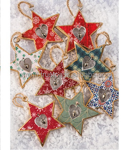 วันหยุดตกแต่งสีแดงไม้มือทาสีแขวนหัวใจ - Product Image 5