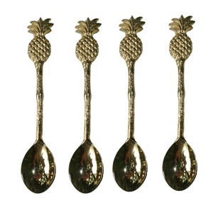 Luxueux fabriqué en Inde Designer élégant de haute qualité personnalisé en laiton ananas Design ensemble de cuillères - Product Image 2