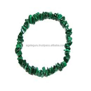Malaquita NATural Gemstone Chips Pulsera Banda Piedra preciosa natural para meditación de yoga - Product Image 1