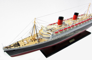 Modèle de bateau en bois Queen Elizabeth artisanat de décoration de maison nautique pour affichage d'étagère ou cadeau de Noël en bambou - Product Image 3