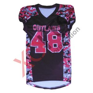Venta al por mayor de calidad superior personalizado MadeAmerican fútbol Jersey sublimación impresión Camo diseño aparejos sarga bordado nombre del equipo - Product Image 1