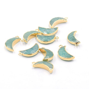 Amazonita de 19 a 21 MM con colgante chapado en oro con forma de Luna para la fabricación de joyas - Product Image 4