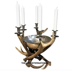 Support de bougie en aluminium rustique rétro, porte-bougie en métal en forme de bois de cerf pour la décoration de Pâques, dîner aux chandelles, décoration de cuisine et de maison - Product Image 1