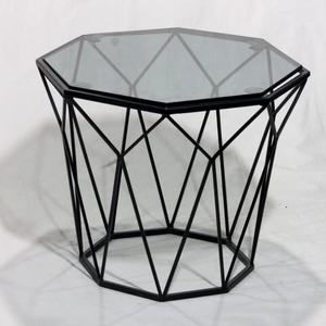 Mesa de centro redonda de cristal con tapa de cristal, mesa de centro de diseño de hierro, moderna, redonda, hecha en casa, barata - Product Image 2