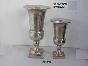 แจกันอะลูมิเนียมหล่อขึ้นรูปผิวหยาบสีนิกเกิลและทรงพระจันทร์เสี้ยวผิวหยาบ ของตกแต่งบ้าน กระถางดอกไม้สำหรับห้องนั่งเล่นและบ้าน - Product Image 3