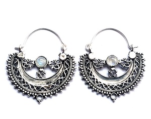ต่างหูแบบห่วงลายรุ้งและสายรุ้งสไตล์วินเทจสไตล์โบฮีเมียนสเตอร์ลิงเงินชุบเพชรไข่มุกสำหรับงานแต่งงานของขวัญที่ยอดเยี่ยมไอเดีย - Product Image 1