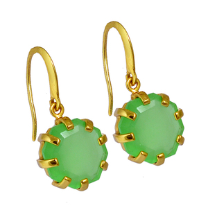 Prehnite Chalcedony Gemstone Hexagon Shape <b>Dangle</b> <b>Earrings</b> 925 Sterling <b>Silver</b> Gold Plated Jewelry Fashionable <b>Earring</b> For Women - Product Image 2