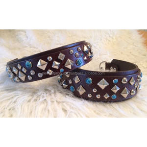 Manufacturer's Durable Eco-Friendly Solid Stud Leather <b>Dog</b> Collar <b>Padded</b> Style Rivet Decoration Luxury Adjustable Leash Outdoor - Product Image 3