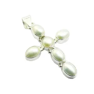 Colgante de piedras preciosas de perlas naturales de la mejor colección, joyería fina de Plata de Ley 925, colgantes y dijes, collar cruzado - Product Image 1