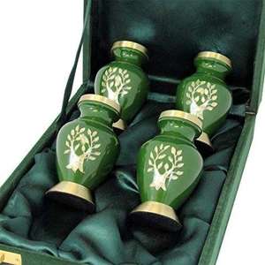 Classic Premium Tree Is Life Keepsake Set of 4 with Velvet <b>Box</b> Pets Metal Brass/Aluminum Cremation Urn <b>for</b> Funeral <b>Ashes</b> - Product Image 2