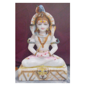 Estatua de mármol blanco puro, mahaevev sentado - Product Image 1