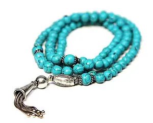 Turquoise Tasbih. 99 Kralen Islamitische Gebed Kralen 342-M 8Mm. Olijf Hout Zaitun Handgemaakte Moslim Tasbih Haji