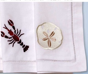 100% Linen or Cotton Napkins, Silver Thread Napkin with Embroidery - Product Image 1
