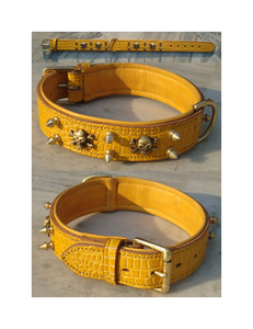 Correa para mascotas de cuero indio teñido con tambor de alta calidad, tachuelas para Collar de perro con patrón sólido, hebillas de latón, Clips, remache para Collar de perro teñido indio - Product Image 1