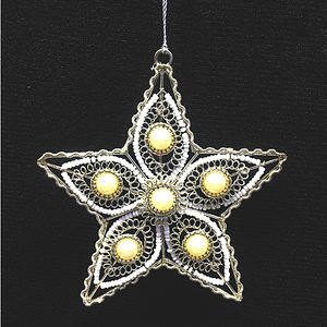 Étoile avec perles et perles en plastique-Ornement de flocons de neige en fer à ressort - Product Image 1