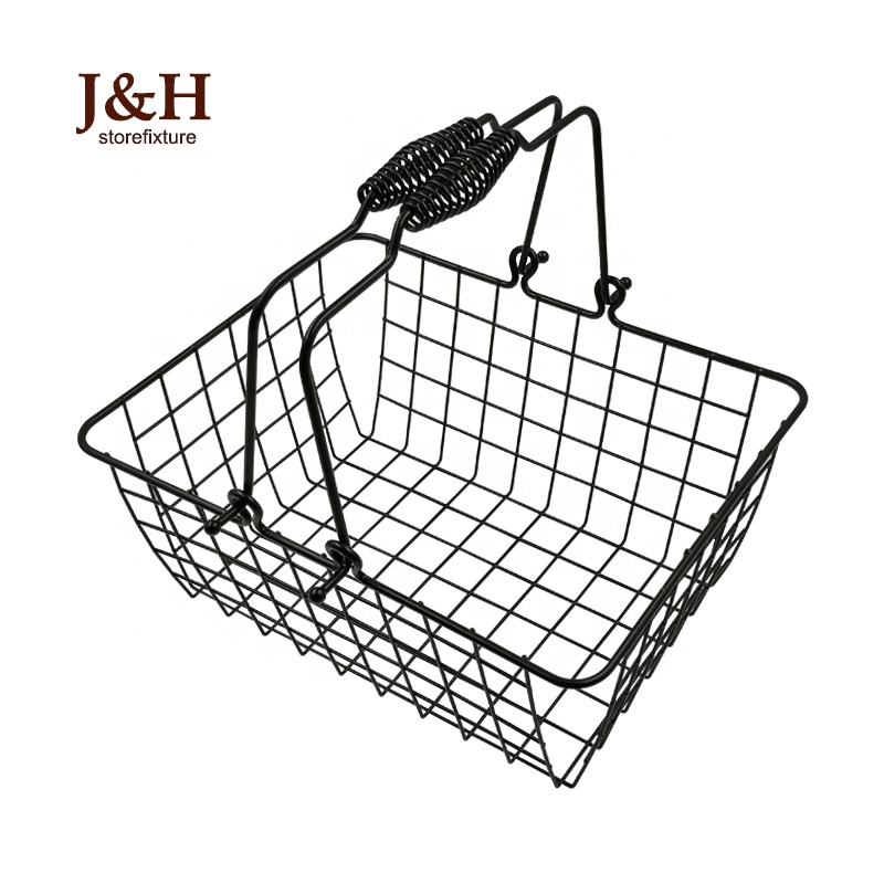 Маленькая черная металлическая железная корзина для хранения, детская маленькая корзина для покупок
