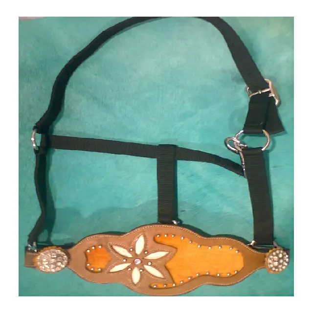 Nuevo Fancy Bling Bronc Halter DD Cuero Hecho Negro Marrón Tan Cuero Colores Full Cob Mini Tamaños Venta caliente