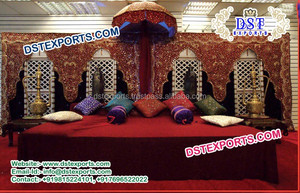Mughal Style Wedding Dulhan <b>Doli</b> Backdrop Portable Embroidered Mehndi Stage Backdrops-Manufactured Exported Professional Vendor - Product Image 4