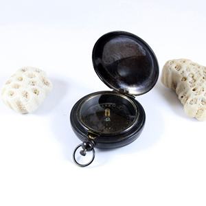 Latón antiguo 2 \ "brújula Funda de cuero náutico Vintage acabado boda Navidad Pascua regalos artesanías recuerdos hechos Metal vidrio - Product Image 4