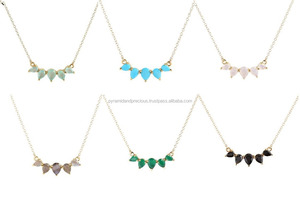 Collar con forma de lágrima de piedra lunar de arco iris, collar de cadena de plata de ley 925 chapado en oro-6x4mm 7x5mm 8x6mm Size Stone - Product Image 3