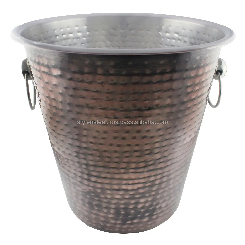 Wholesale wine bucket with Antic Color With Hammered Stainless Steel bar set champagne bucket Stainless Steel