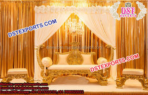 Juego de sofá Maharaja dorado para boda india, juego de sofá Maharaja para boda de Bollywood, fabricante y exportador de muebles de boda, fábrica del Reino Unido - Product Image 6
