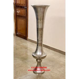 Florero de aluminio con acabado plateado alto para decoración, usos para florero de piso de hogar de boda decorado - Product Image 1