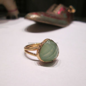 Bague fine en argent sterling 925 avec pierres précieuses faites à la main en calcédoine Aqua pour fête de mariage ou anniversaire - Product Image 1