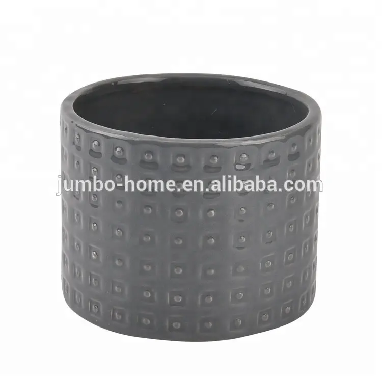 Wholesale embossed dot design glazed indoor clay plant pots ceramic flower pot