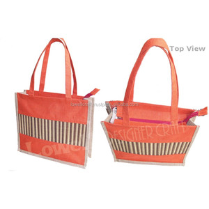 Sac à main en jute avec poignée en bambou, sac en jute, sac fourre-tout en jute avec tapis en bambou, sac à main en jute écologique - Product Image 2