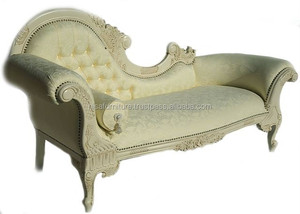 Mariage français antique et chaise longue canapé pour la maison Villa décor velours tissu touffeté salon chaise en bois massif acajou sculpté - Product Image 2