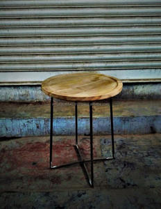 Mesa lateral de madera y Metal rústico Industrial - Product Image 1