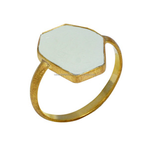 Anillo de piedras preciosas de Calcedonia Aqua chapado en oro de Plata de Ley 925, joyería de ajuste de bisel de moda para fiesta de aniversario de boda - Product Image 1