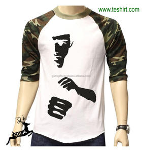 Camiseta 3/4 de manga raglán con estampado camuflado para hombre, Jersey transpirable de tela, logotipo personalizable, suministro directo de fábrica, India en línea - Product Image 1