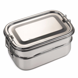 2024 Best Wholesale Prices Top Seller Vintage Double Decker Stainless Steel Bento Tiffin Box <b>Office</b> Adult Rectangle Food - Product Image 1