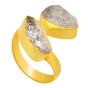 Anillo de piedras preciosas Herkimer Natural, Plata de Ley 925, chapado en oro, el mejor regalo de boda, ajuste de bisel de moda para fiestas - Product Image 1