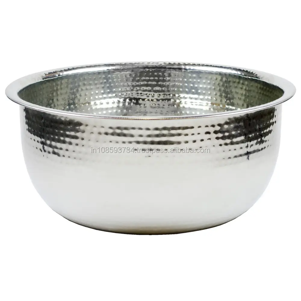 Metal Pure Copper Spa Bowl Hammered Round Shaped Nickle Plated Finished Decorative 16 inch Spa Bowl