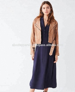 Nouvelle arrivée sur mesure couleur moutarde en cuir d'agneau véritable veste de motard pour femmes à manches longues style rayures broderie - Product Image 6