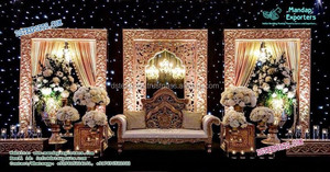 Escenario para Recepción de Boda del Sur de la India, Decoración de Mandap para Bodas, Decoración de Pilares para Escenario de Boda India - Product Image 3