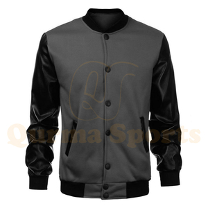 Veste universitaire en laine à manches en cuir de couleur personnalisée tricotée respirante de grande taille pour l'hiver - Product Image 4