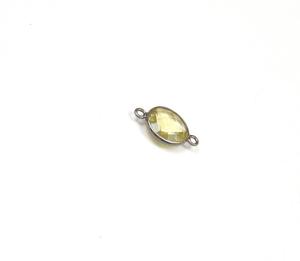 Conector de bisel de piedras preciosas de cuarzo limón hecho a mano rodio negro plata esterlina Metal latón hallazgos de joyería doble bucle único - Product Image 3